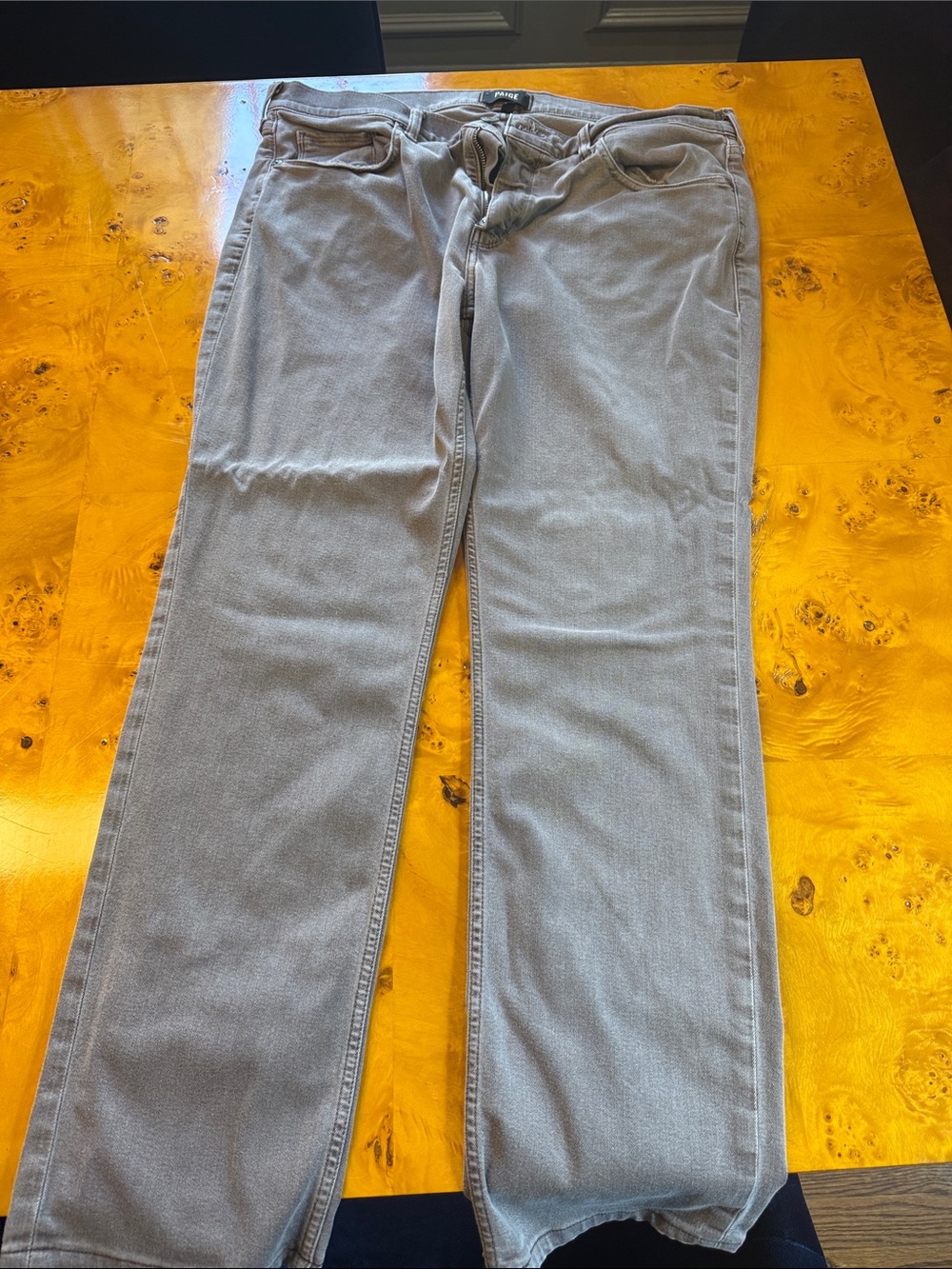 PAIGE Men's Light Gray Straight Jeans